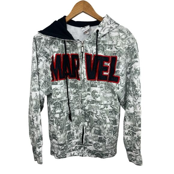Marvel Other - Marvel Hoodie Sweatshirt Universal Studios Grey White Sweatshirt Zipper Small